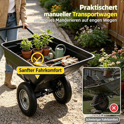 YODOLLA 2-in-1 Schubkarre XXL für Rasentraktor mit 2-Rad, 204kg Tragkraft