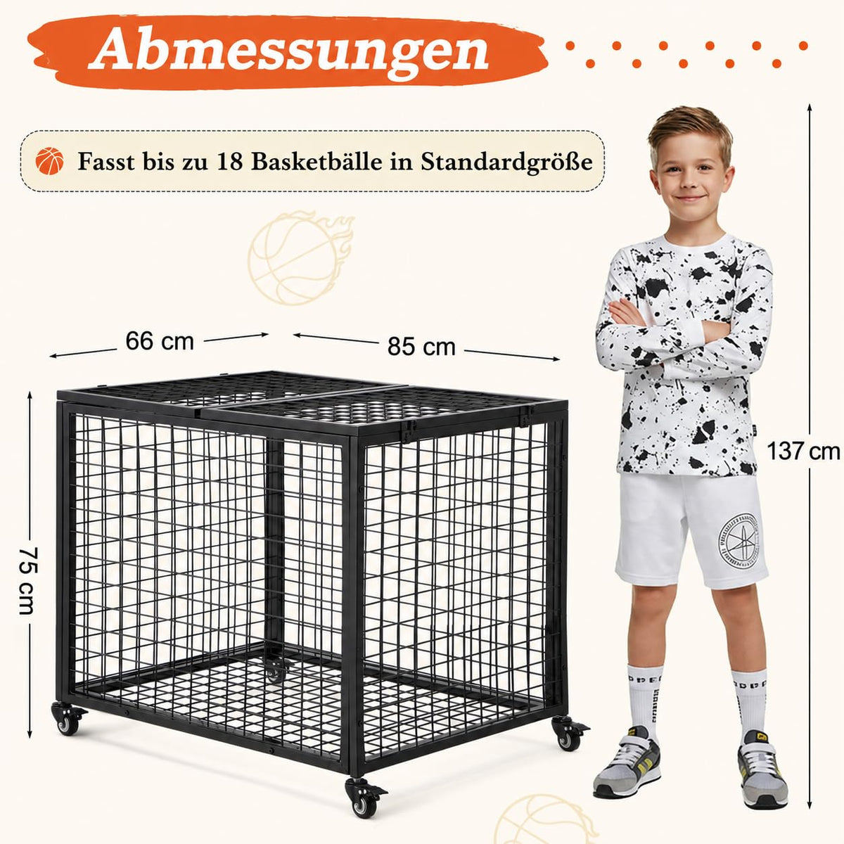 YODOLLA Ballwagen Rollwagen, großer Sportgeräte-Organizer