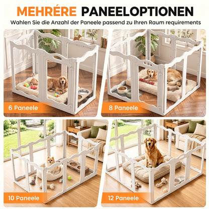 YODOLLA Klarer Acryl-Welpenlaufstall für Wohnung, 76cm Höhe, 12 Stück, Weiß