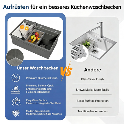 YODOLLA Küchenspüle, 84x48cm Edelstahl 1 Becken mit Armatur