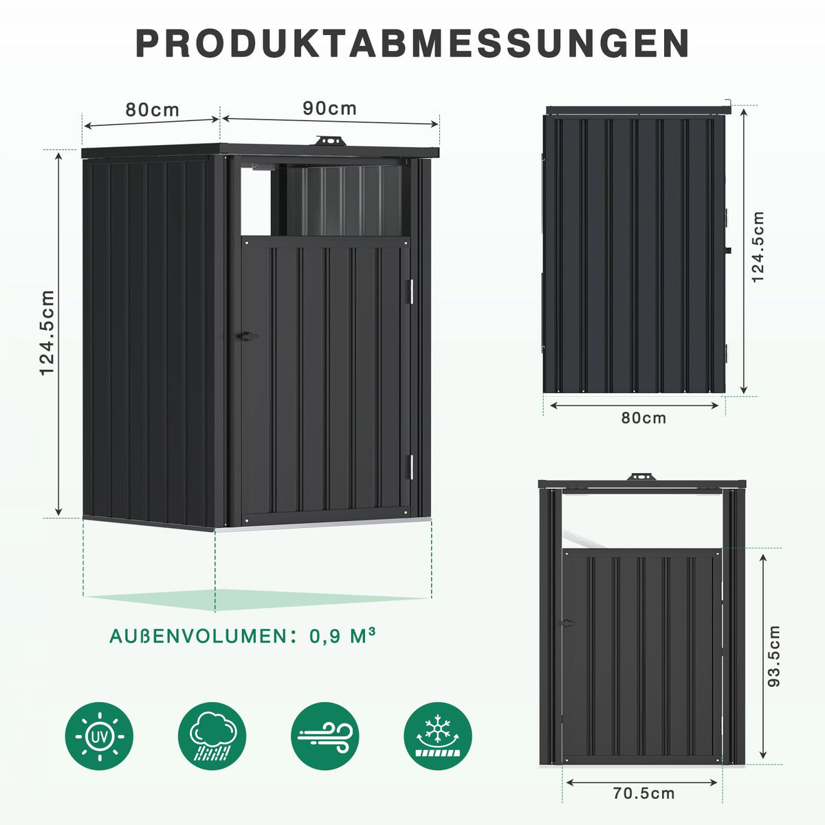 YODOLLA Mülltonnenbox für 240-Liter-Mülltonnen, Stahl-Mülltonnenabdeckung, Grau