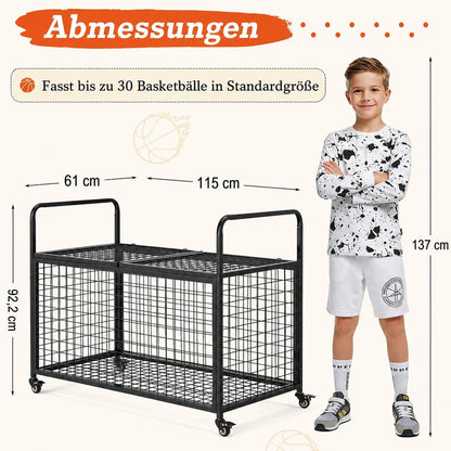 YODOLLA Ballwagen Rollwagen, großer Sportgeräte-Organizer