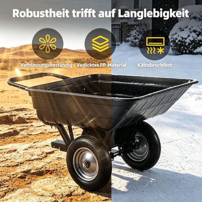 YODOLLA 2-in-1 Schubkarre XXL für Rasentraktor mit 2-Rad, 204kg Tragkraft