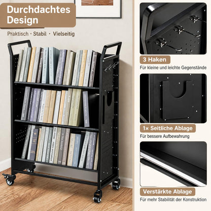 YODOLLA 2-in-1 Bücherwagen 160kg Tragkraft, Universeller Transportwagen